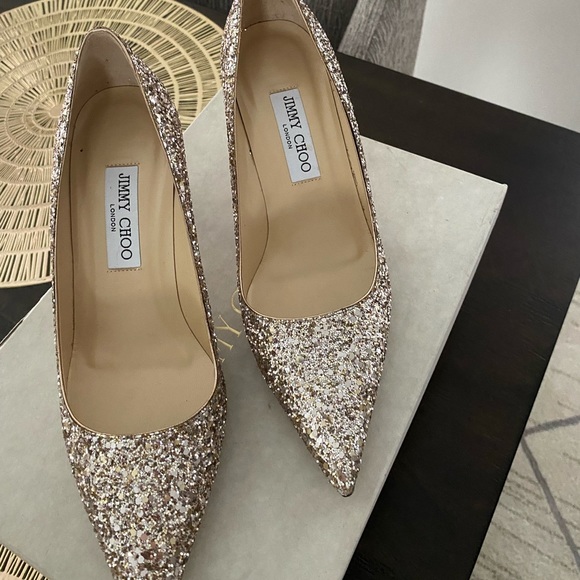 Jimmy Choo Champagne sparkly heels - Picture 2 of 6